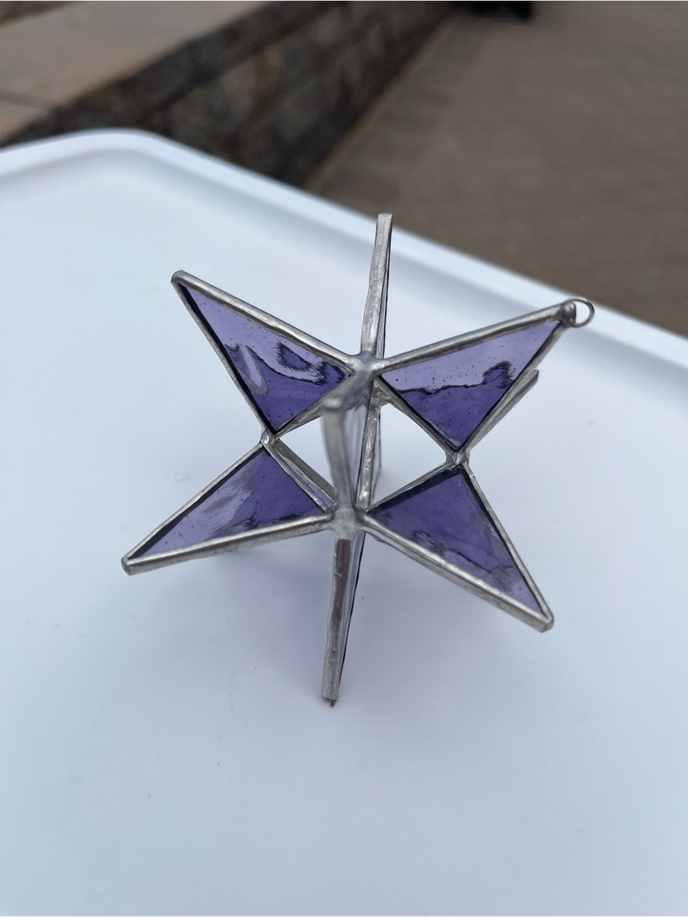 Moravian Purple Stained Glass Star Ornament - Handcrafted